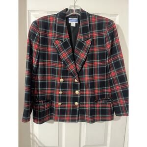 Vintage Pendleton Women's Petite Blazer Sport Coat Wool Plaid USA Size 16